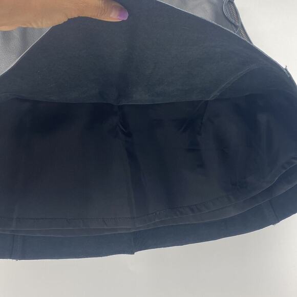 Vintage Newport News leather min skirt flare black avant-garde grunge chic biker - Picture 5 of 11